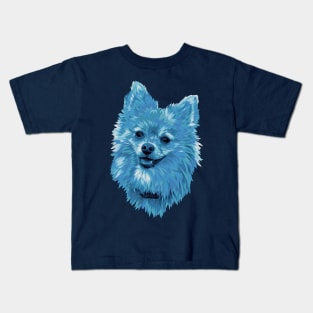 Cute Blue Pomeranian Dog Digital Art Kids T-Shirt